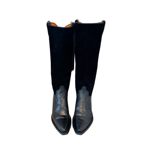 Frye Vintage Black Leather Knee High Pointed Toe Boots 7.5 FIT 7.5/8 - Picture 4 of 11